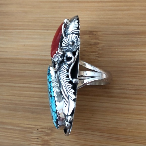 $226  Signed Large Native American Estate Ring  Signed RN (or RM) Size 9 & 3/4 - Picture 5 of 9